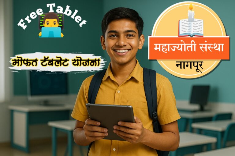 मोफत टॅबलेट घेऊन विद्यार्थी - महाज्योती टॅबलेट योजना २०२५